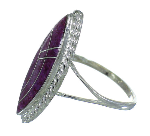 Genuine Sterling Silver And Magenta Turquoise Inlay Southwestern Ring Size 7-3/4 YX66851